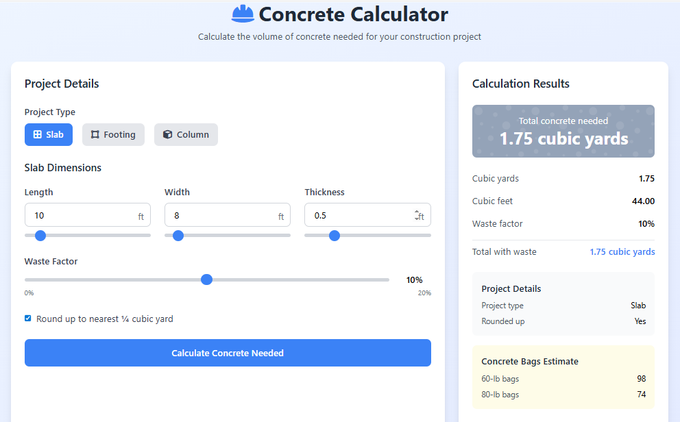 Concrete Calculator