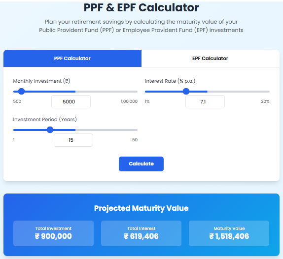 PPF & EPF Calculator
