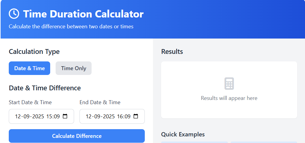 Time Duration Calculator